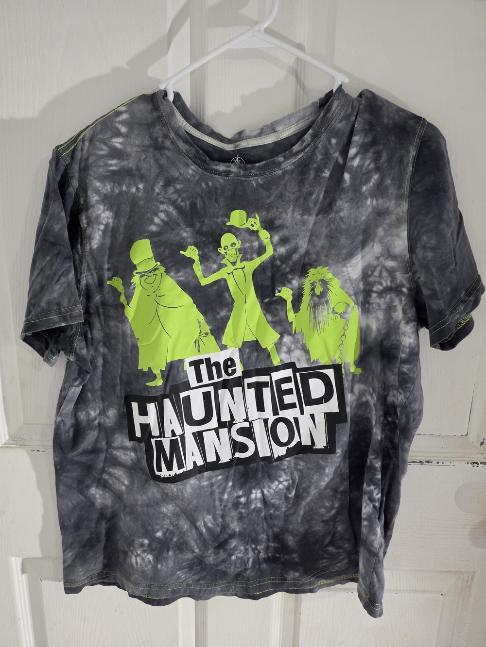 Disney Haunted Mansion Tie-Dye Tee in Neon Green and Gray